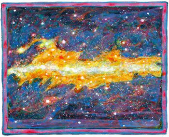A Cosmic Event in Color on Blue Background