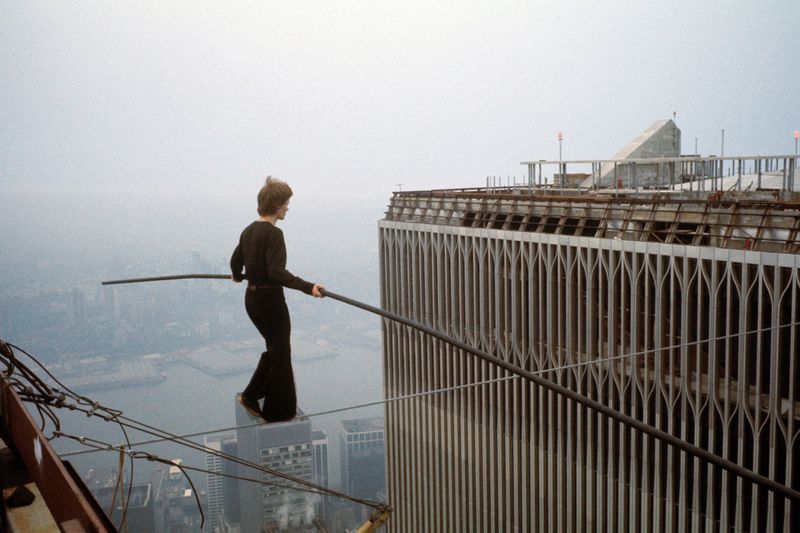 Phillipe Petit walks a tightrope between NYC Twin Towers 1974 - TIFERET IN G'VURAH