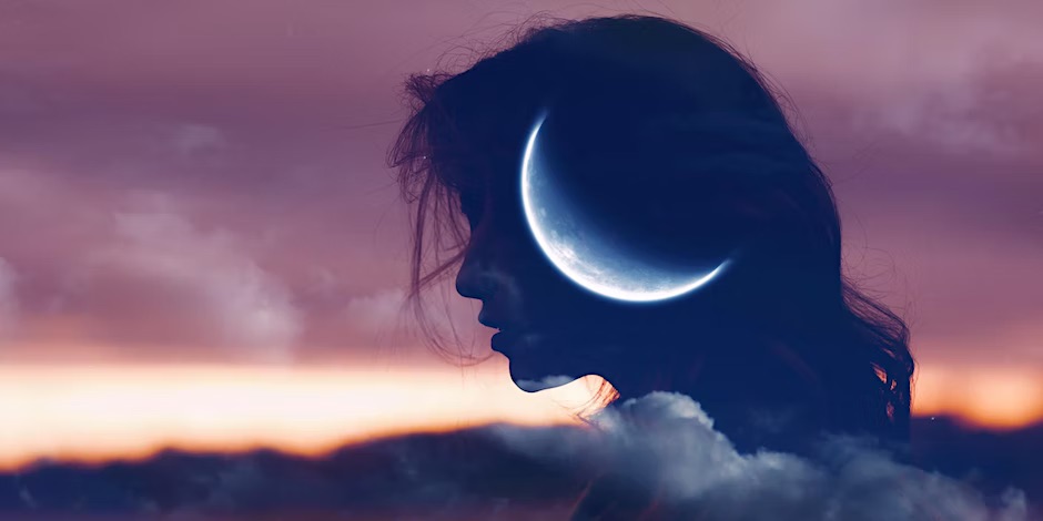 An Image of a Woman With a Crescent Moon